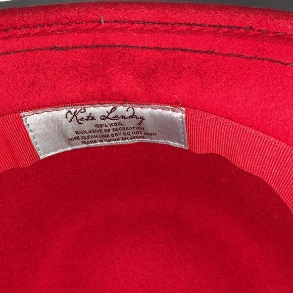 Kate Landry Red Wool Cap 21” - Picture 6 of 7